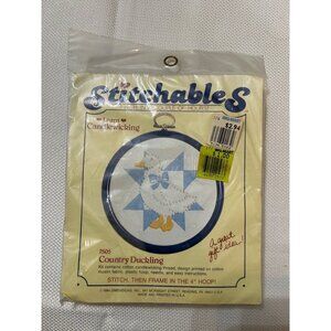 Stitchables Candlewicking Kit Country Duckling 4" Blue Hoop Embroidery Craft Sea